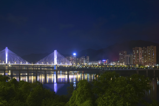 福建南平延平闽江大桥夜景