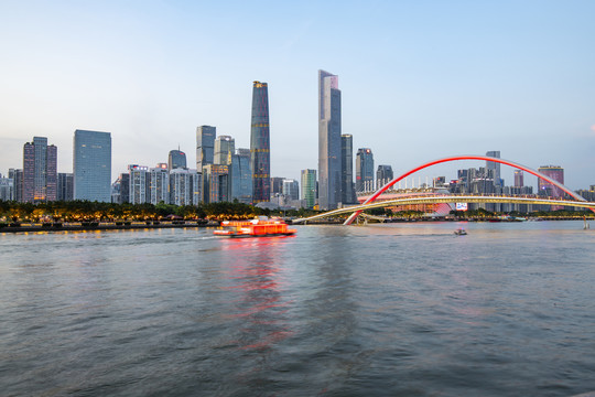 海心桥和广州珠江新城天际线