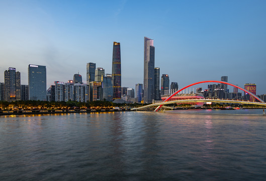海心桥和广州珠江新城天际线