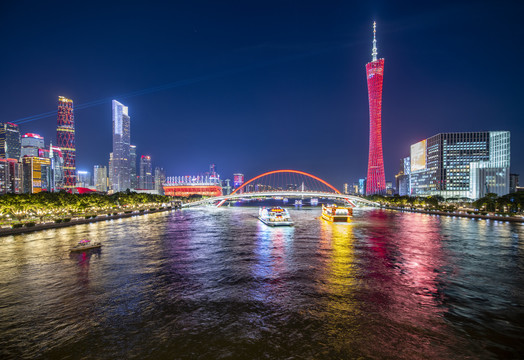 广州珠江新城天际线广州塔夜景