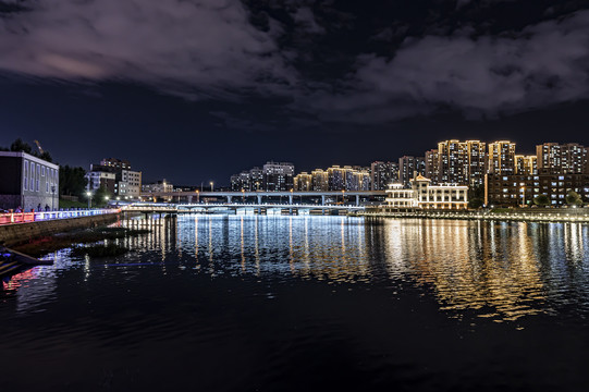 中国长春伊通河畔夜景