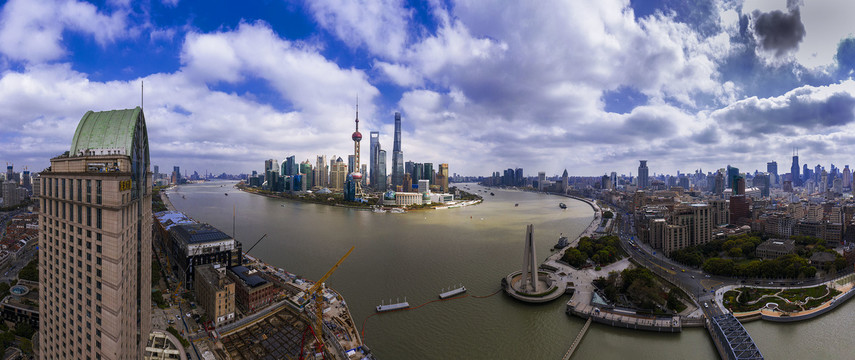 宽幅上海黄浦江苏州河全景