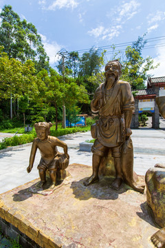 广西防城港港口区簕山古渔村雕塑