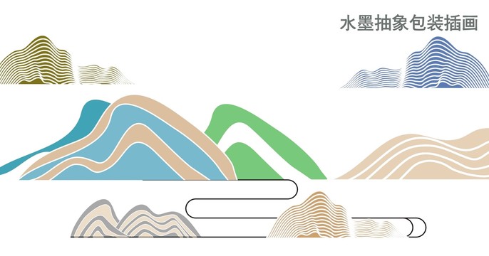 水墨线条山