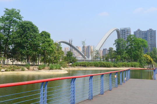 成都江滩公园观光步行桥