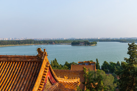 北京颐和园昆明湖与排云殿