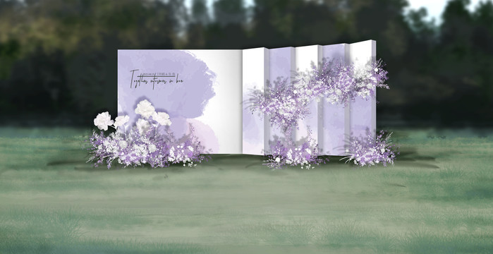 紫色梦幻户外婚礼效果图