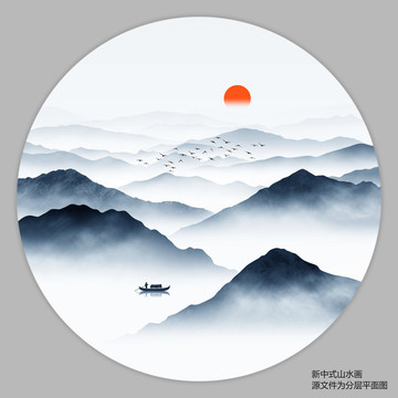 中式禅意山水画