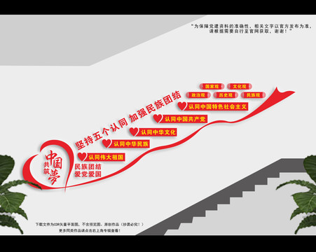 五个认同楼梯文化墙