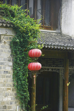 古建筑红灯笼