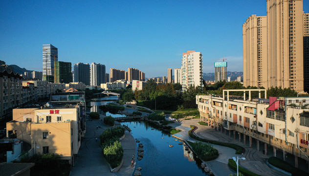 青岛市李沧区李村河建筑风光