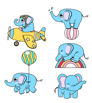 可爱卡通大象动作