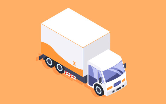 快递员打包运输物流卡车货运插画