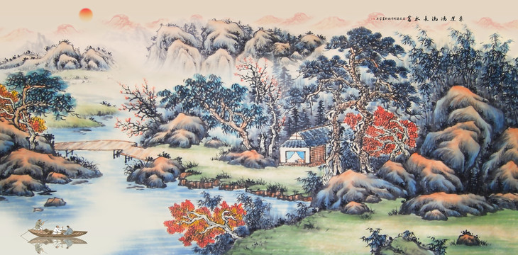 仿古山水画