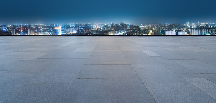 道路地面和城市夜景