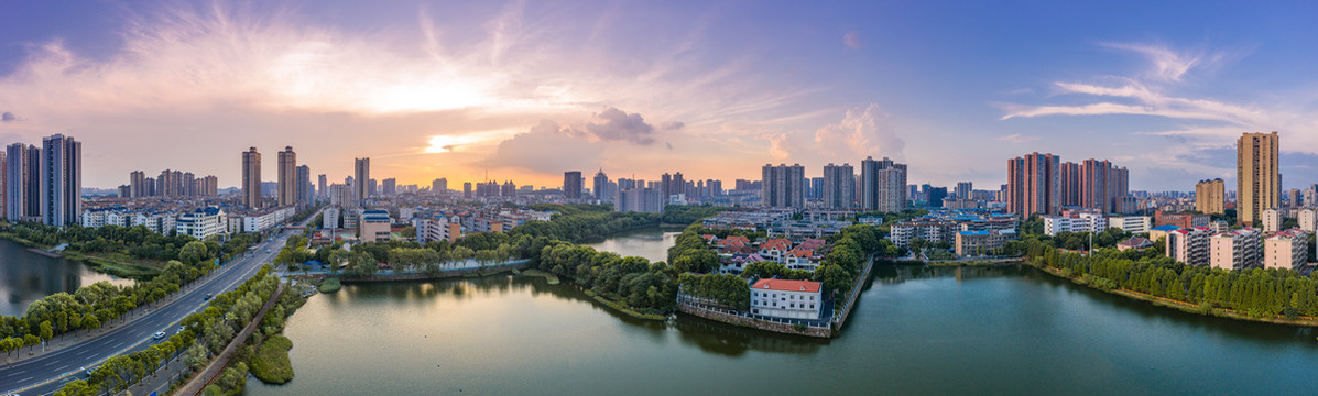 岳阳城市风光航拍全景