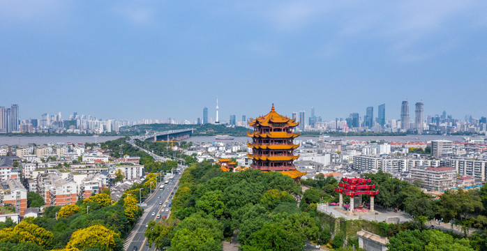 武汉黄鹤楼航拍全景