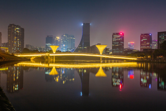 成都高新区锦江夜景