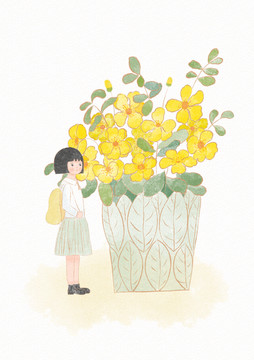 少女与花
