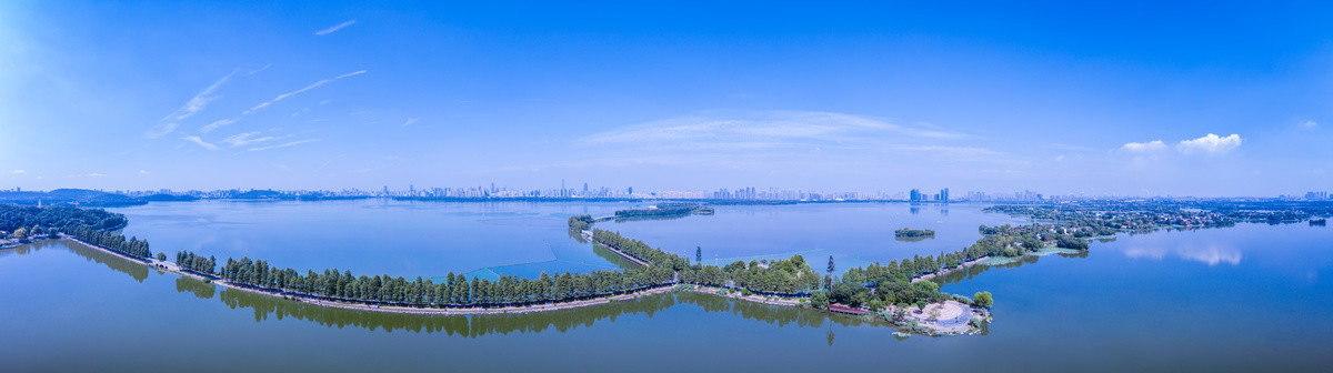 武汉东风湖自然风光航拍全景