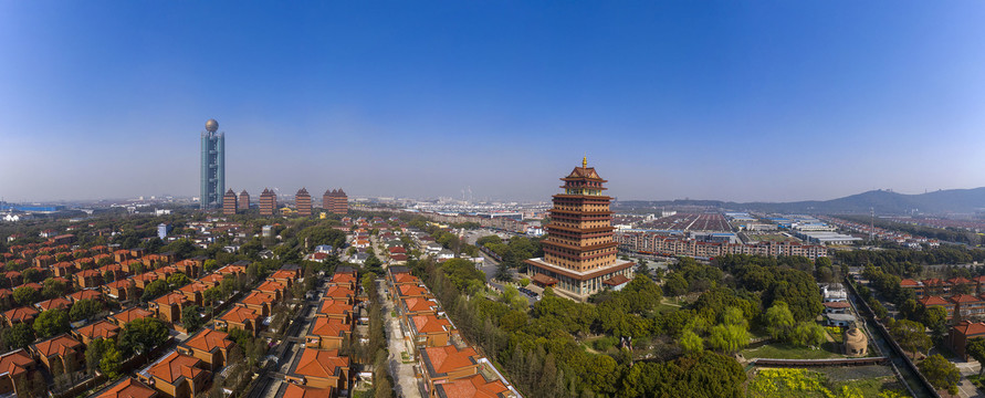 鸟瞰江苏华西村风光全景大图