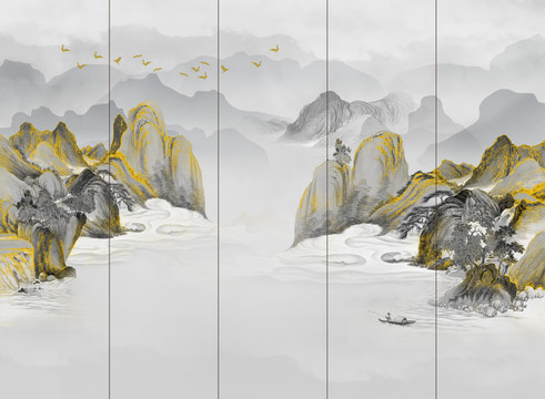 新中式现代艺术装饰画背景墙