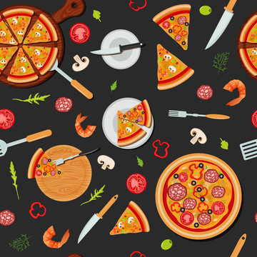 义式披萨丰富食材装饰插图