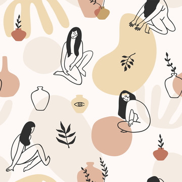 植物及裸体女子设计