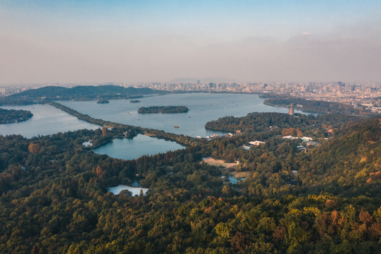 杭州西湖全景航拍