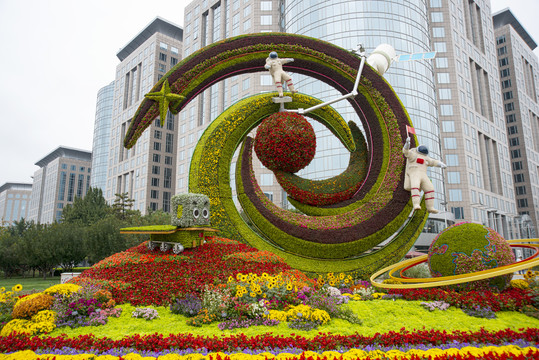 北京国庆主题花坛创新引领