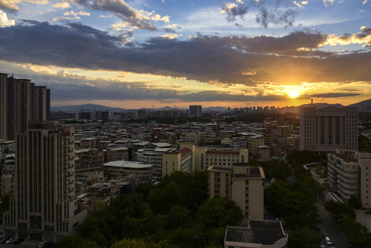 厦门城市黄昏日落