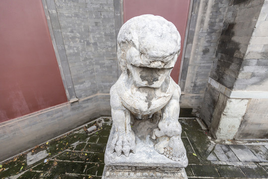 北京东城区智化寺山门前石狮