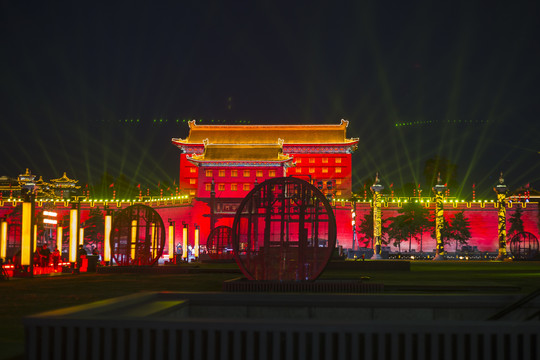 西安城墙永宁门南门夜景