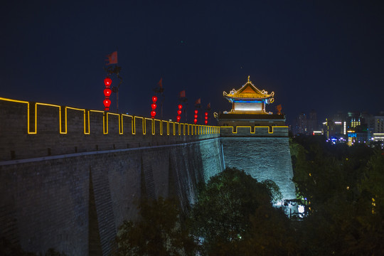 西安城墙永宁门夜景