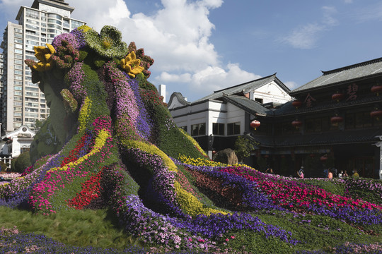 国庆节花坛昆明城市街景