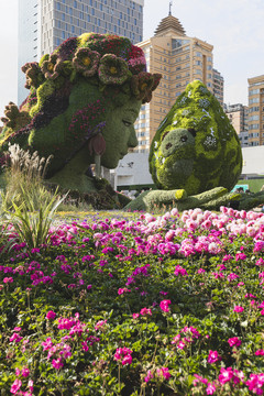 国庆节花坛昆明城市街景