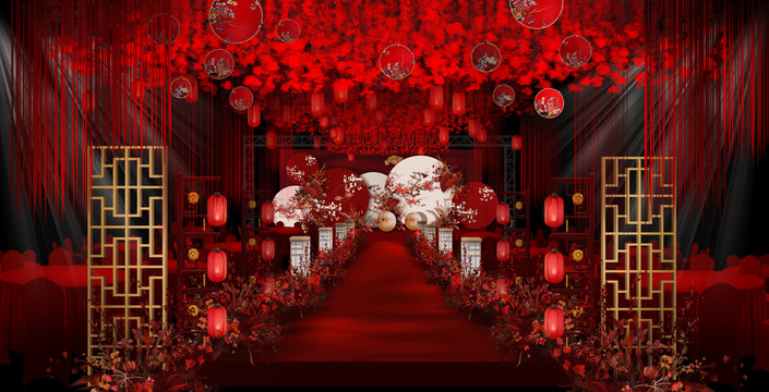 中式红白婚礼效果图