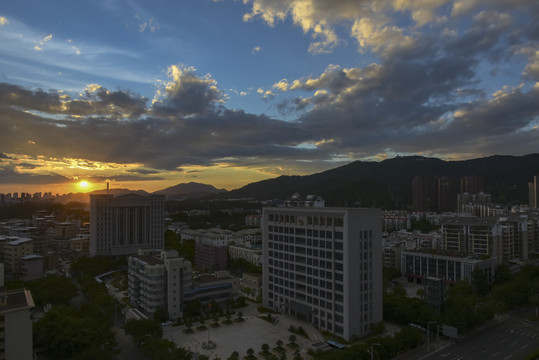 厦门城市黄昏日落