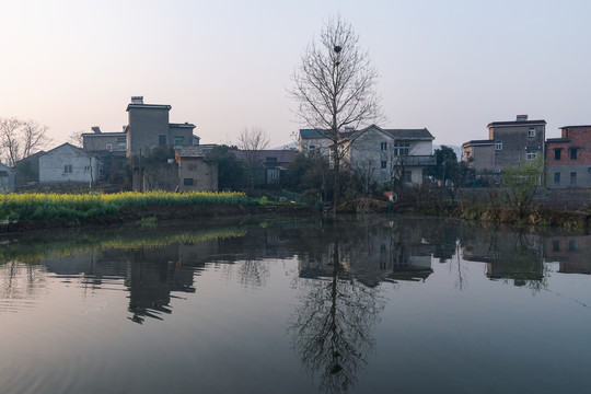 中国安徽芜湖乡村清晨风景