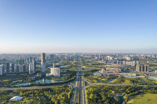 航拍成都城市风光天际线