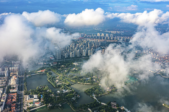 天津平流雾美景航拍