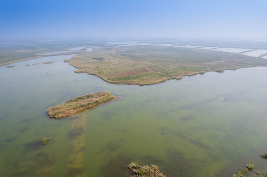 航拍东营黄河口湿地