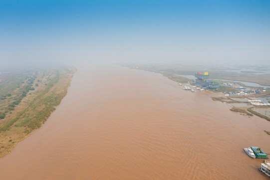 航拍黄河入海口生态旅游区