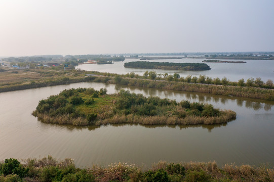 航拍黄河入海口生态旅游区