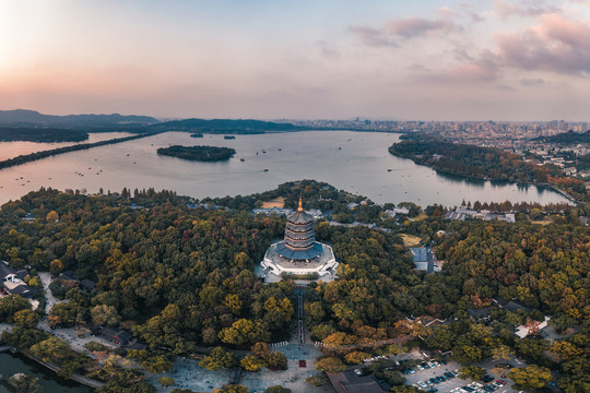 杭州西湖全景航拍