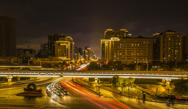 西安北门北关安远门十字夜景风光