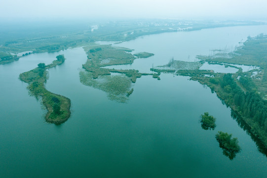 航拍徐州丰县大沙河湿地公园