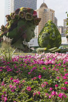 昆明花卉造型立体花坛城市景观