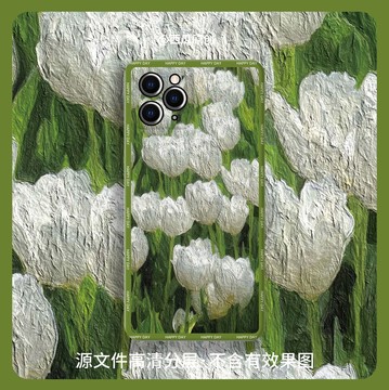 手机壳图案原创油画油白色花
