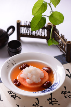 木瓜枣汁炖雪蛤